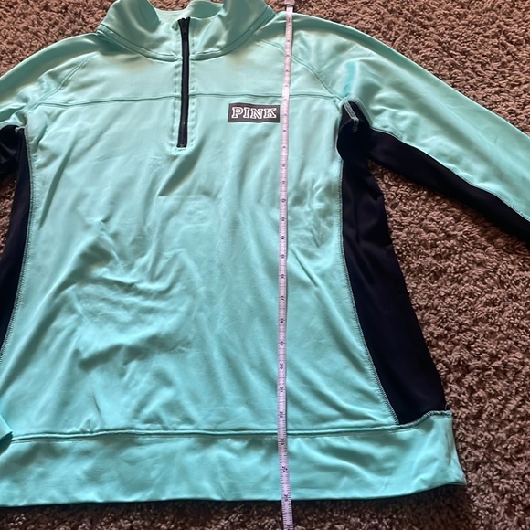 PINK Victoria Secret Ultimate green with black trim 1/4 zip front top Sz Large - Picture 4 of 10